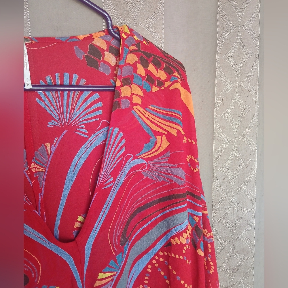 💎 Free People Women's Top Beneath The Sea Dolman Sleeve Sheer Boho - Picture 3 of 12